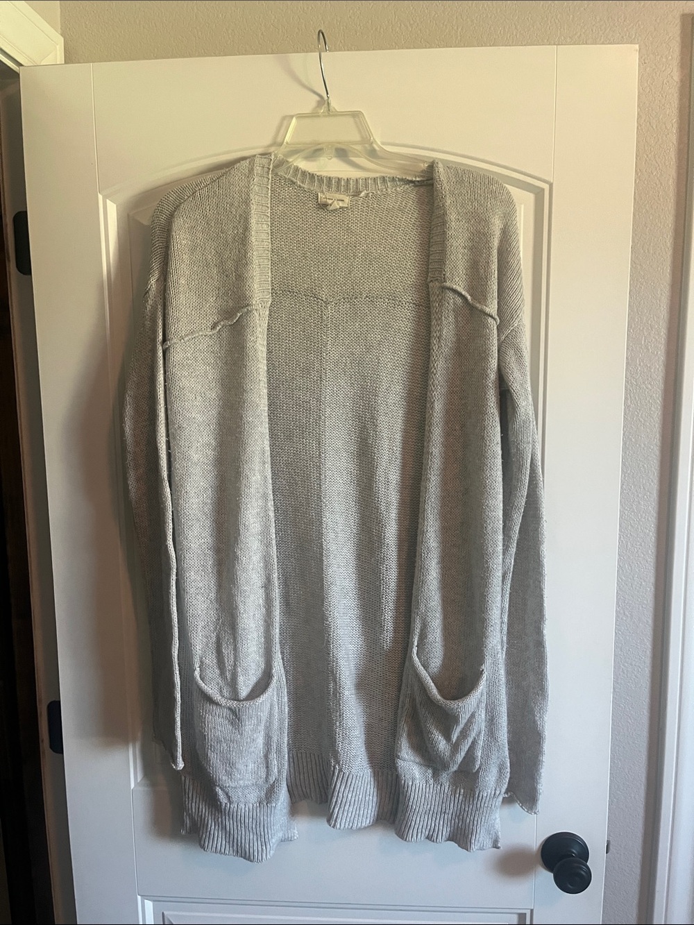 silence + noise Light Gray Open-Front oversizedCardigan Sweater